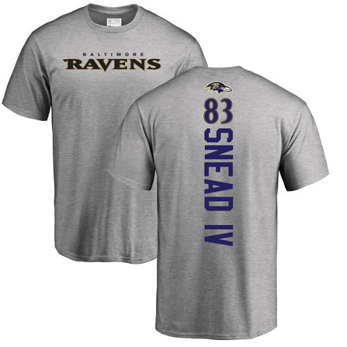 Men Baltimore Ravens Ash Willie Snead IV Backer NFL Football #83 T Shirt->nfl t-shirts->Sports Accessory